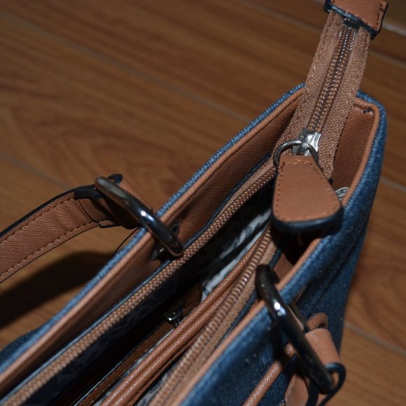 BRAND NEW GUESS Nikolai Denim Bag Purse Satchel - Picture 6 of 10